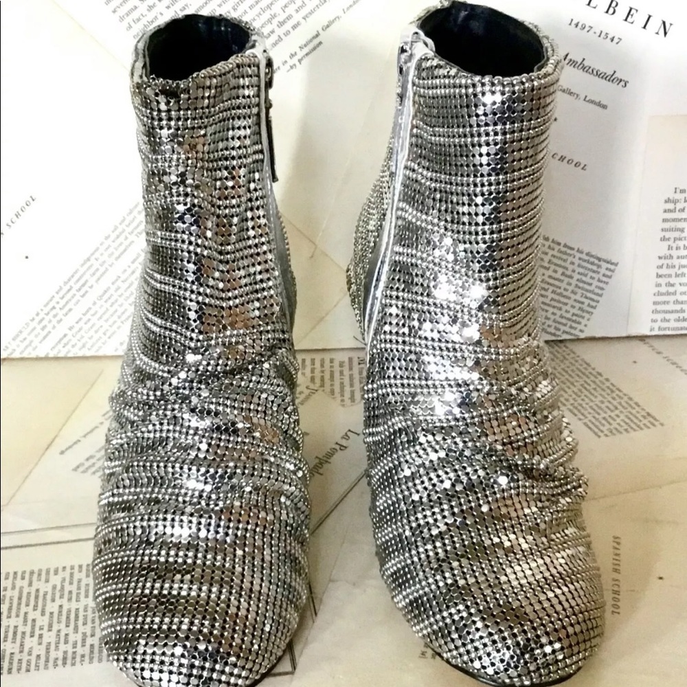 Free People Bling Metallic Boot silver Chainmail - Picture 4 of 6